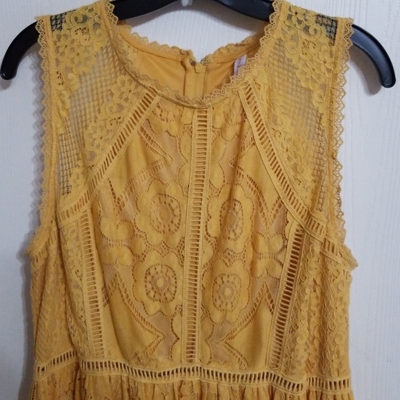 Xhilaration lace mustard colored dress, worn once - Picture 2 of 5
